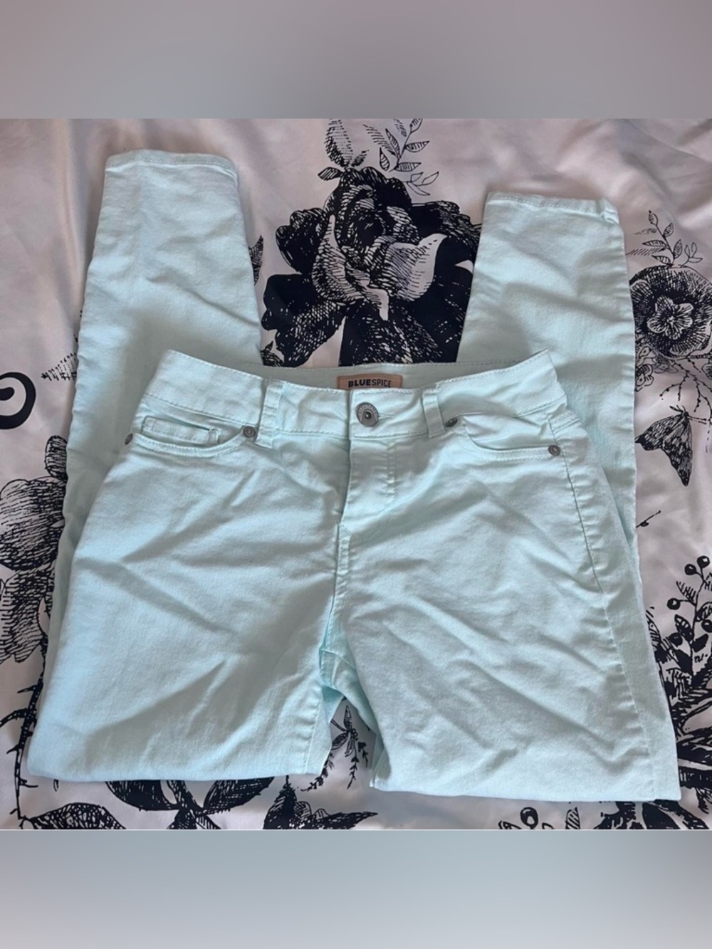 Mint green skinny jeans
